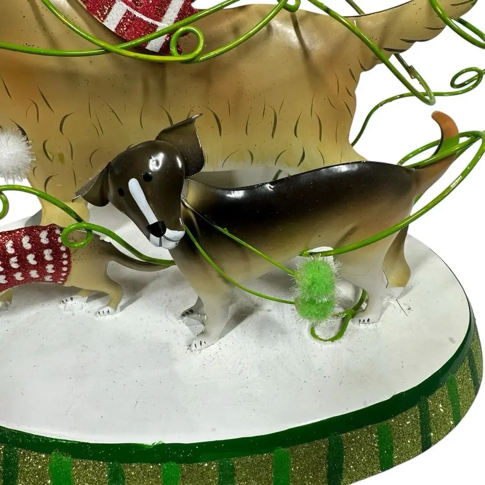 Pier 1 Christmas Metal Dog Figurine Wine Charm Holder‎ NO WINE CHARMS 8.5